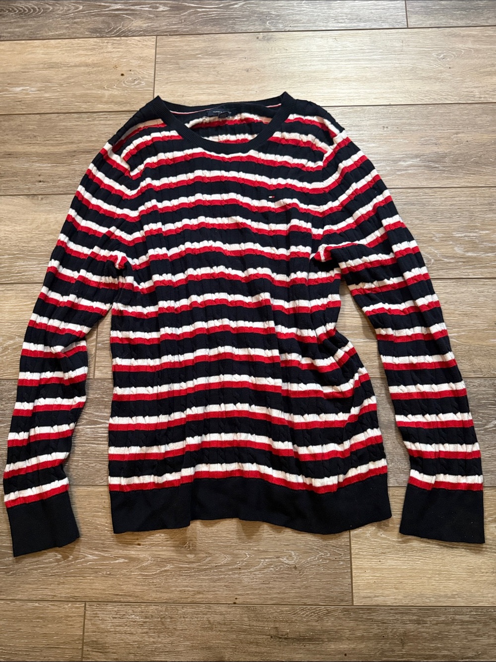 Tommy Hilfiger striped knit crewneck sweater 100% cotton sz XXL